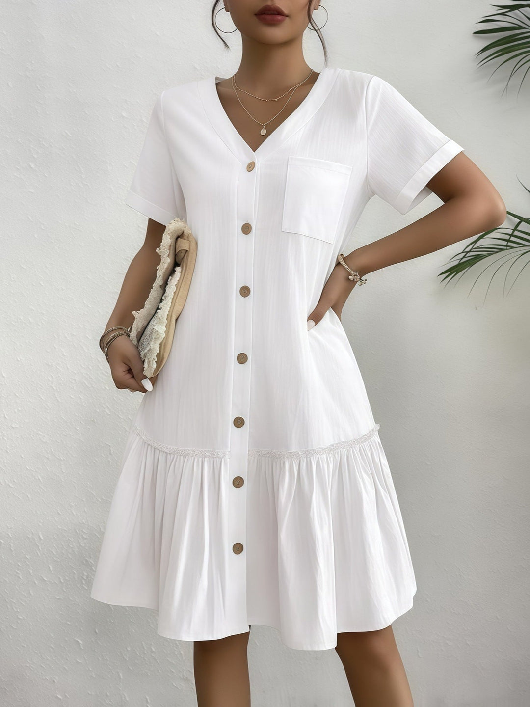Women's Loose-Fit Single-Breasted Dress