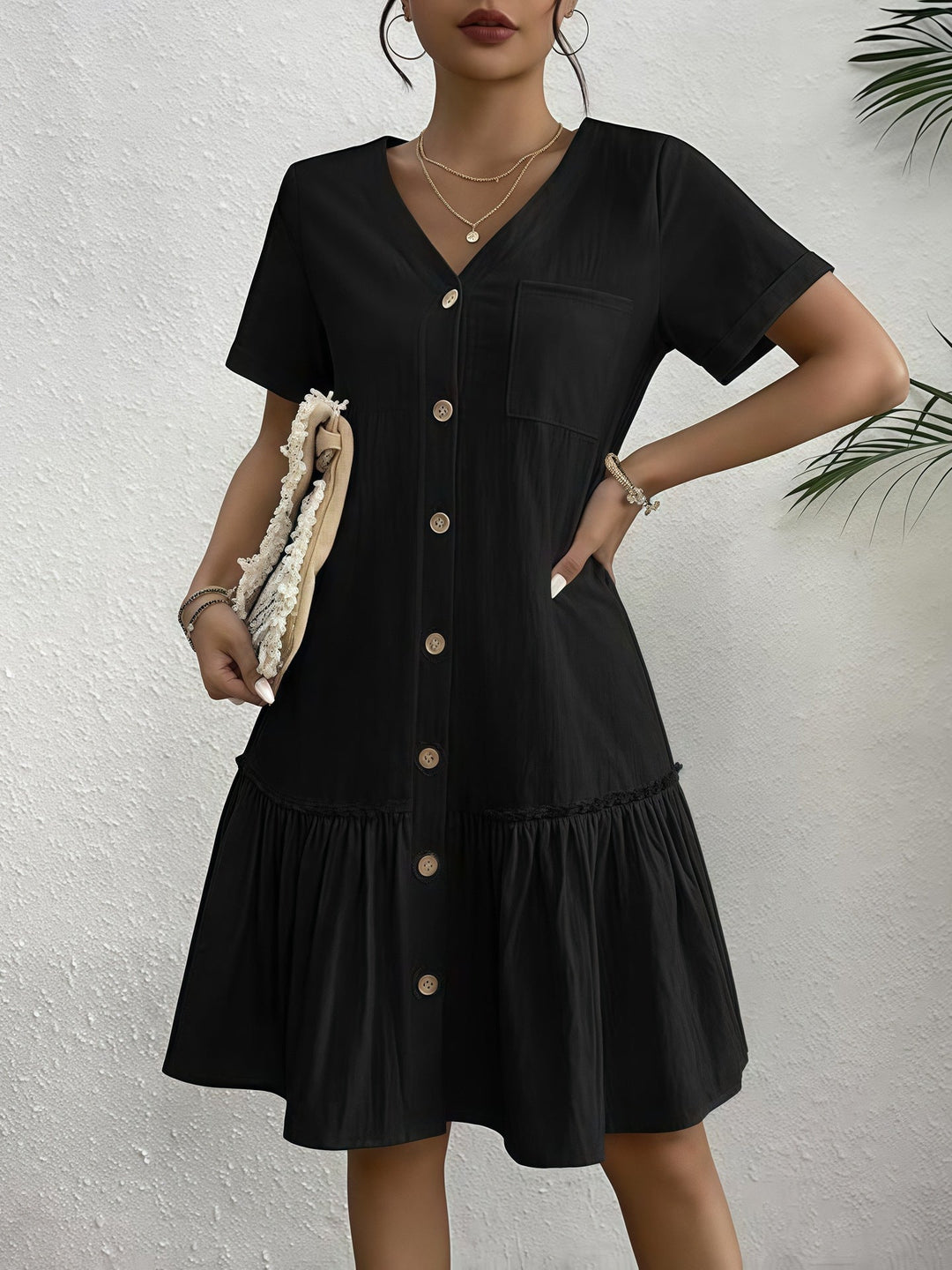 Women's Loose-Fit Single-Breasted Dress
