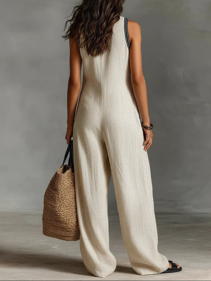 Fiamma - Sleeveless Jumpsuit with Minimalist High Collar and Zip