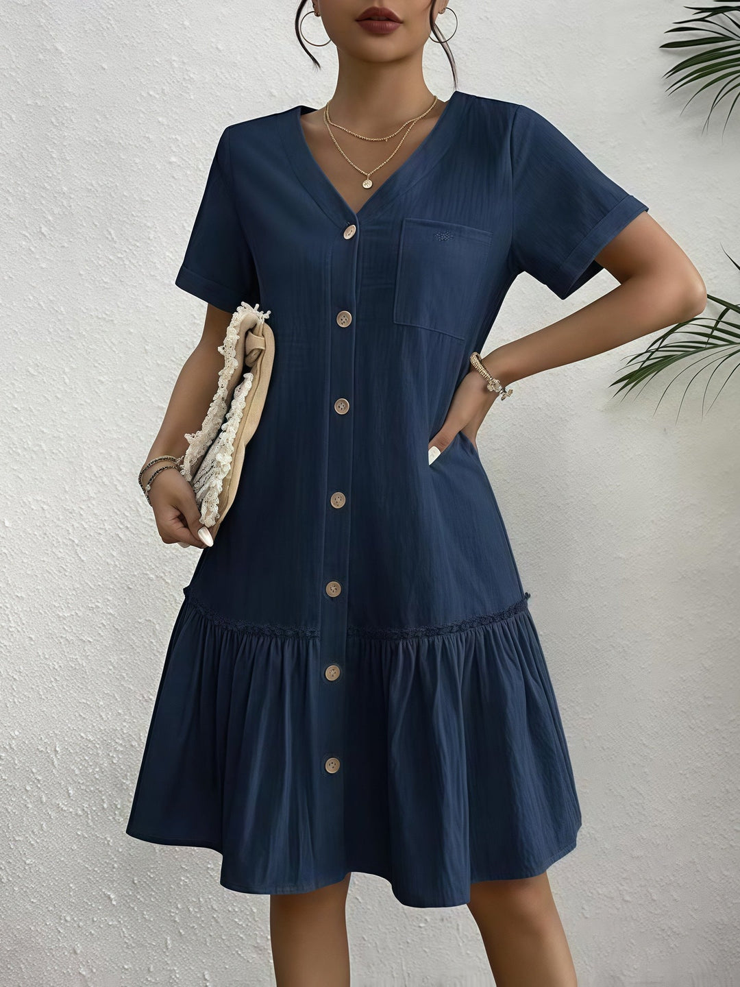 Women's Loose-Fit Single-Breasted Dress