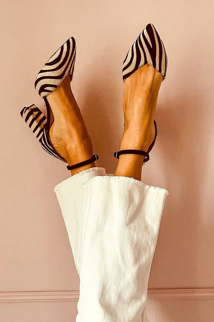 Alice | Pointed Toe Heels with Zebra Print
