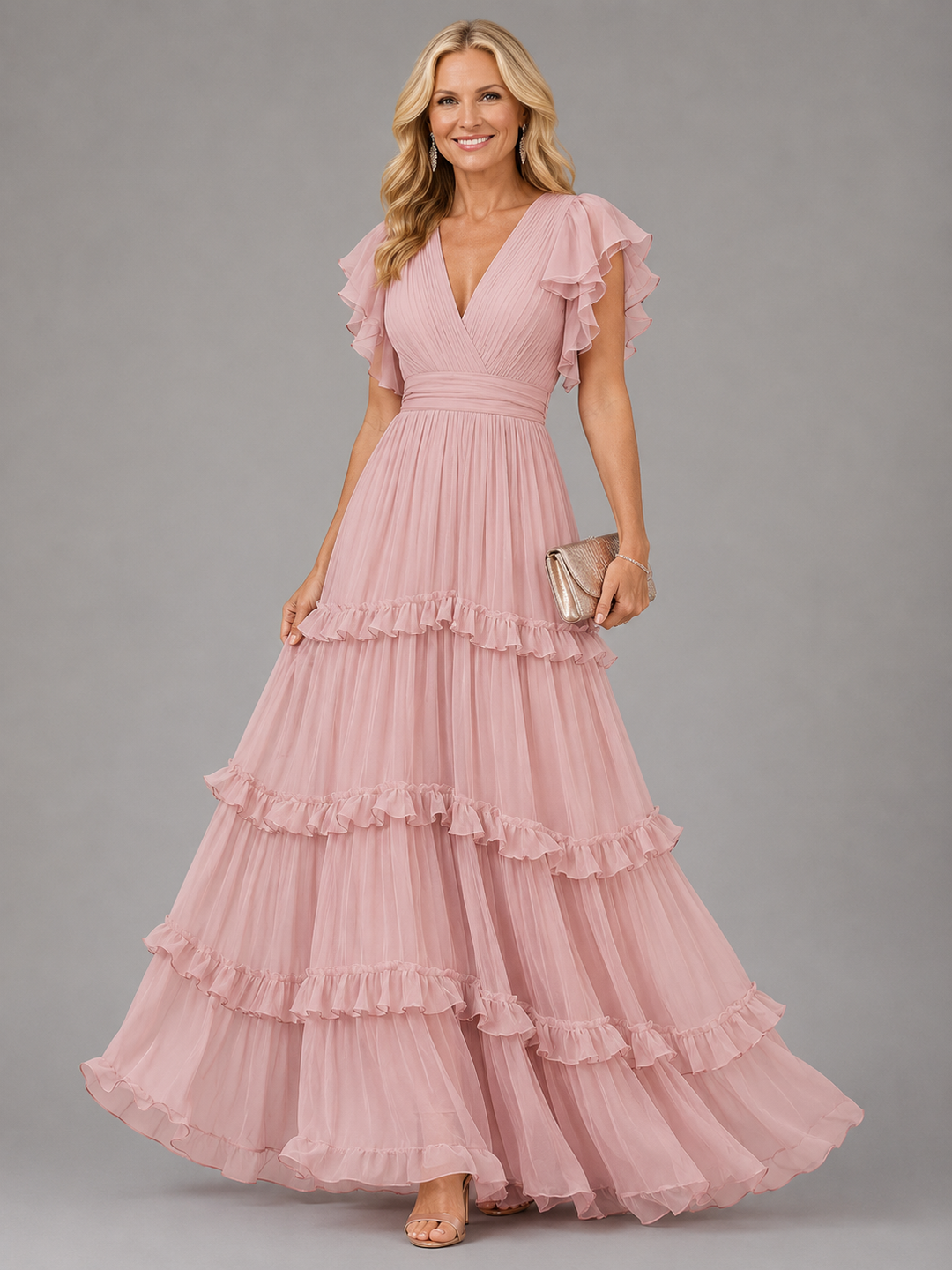 Zoe | Light Pink Elegant Wedding Maxi Dress