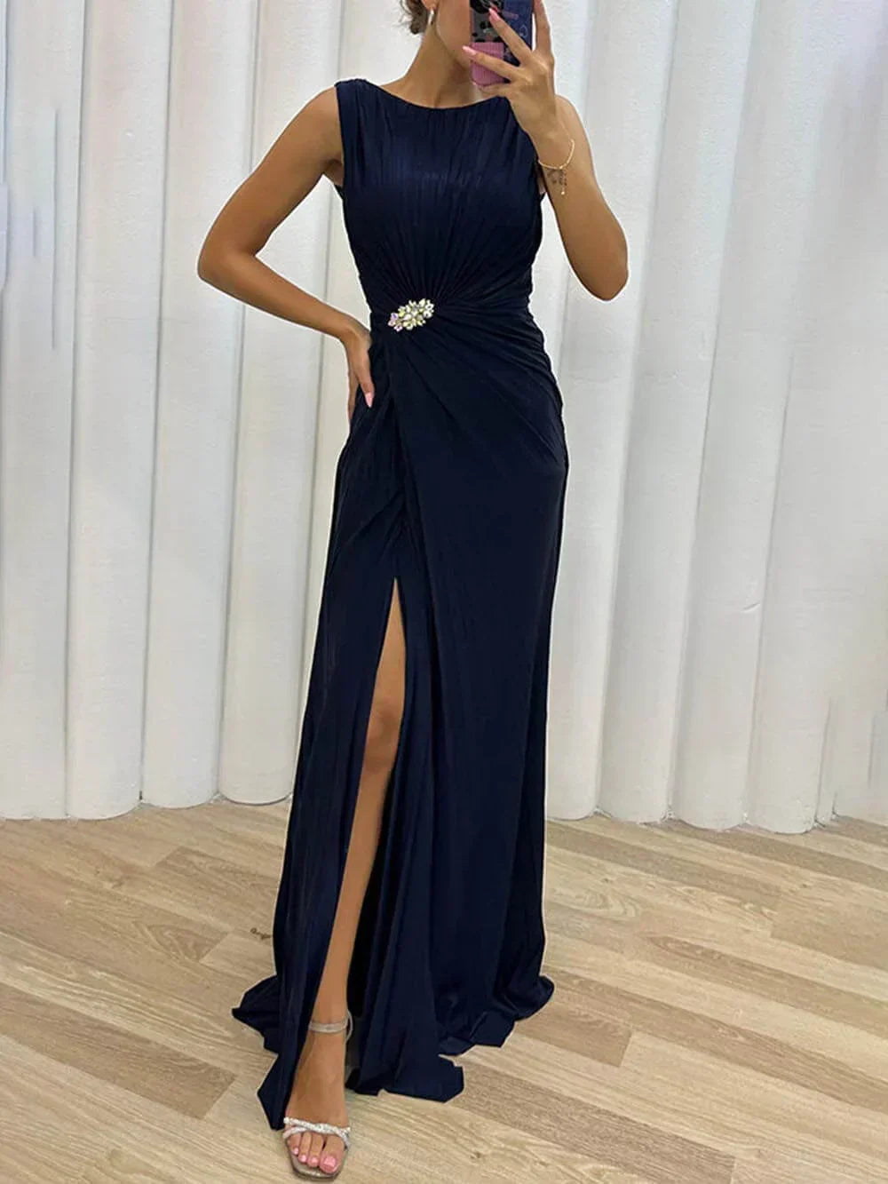 Freesia | Women's Wedding Guest Pleated Maxi Dress Evening
