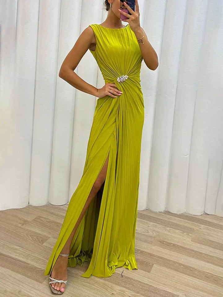 Freesia | Women's Wedding Guest Pleated Maxi Dress Evening