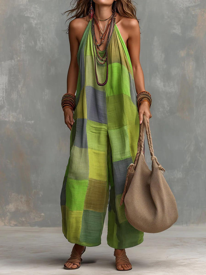 Rowena™ | Patchwork Halter Jumpsuit