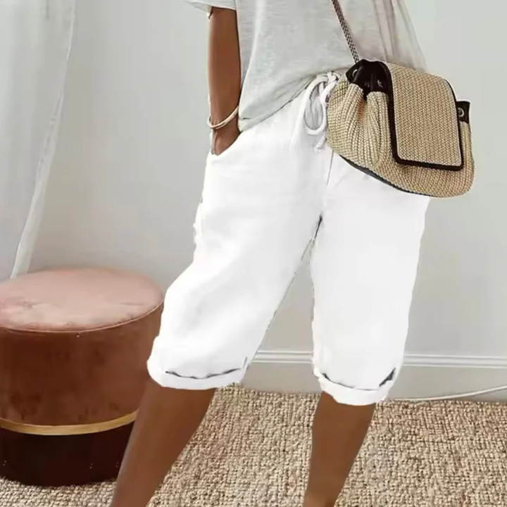 Fenley | Linen Drawstring Capri Shorts