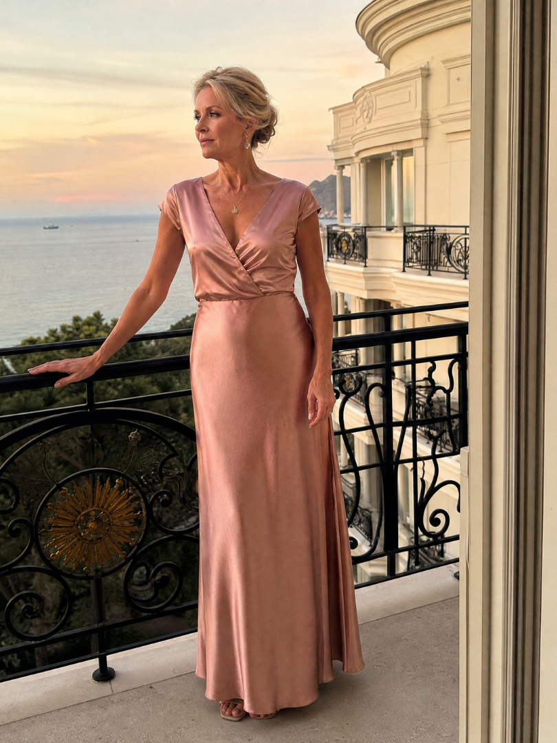Samouse™ Cap Sleeve Wrap Bodice Maxi Dress