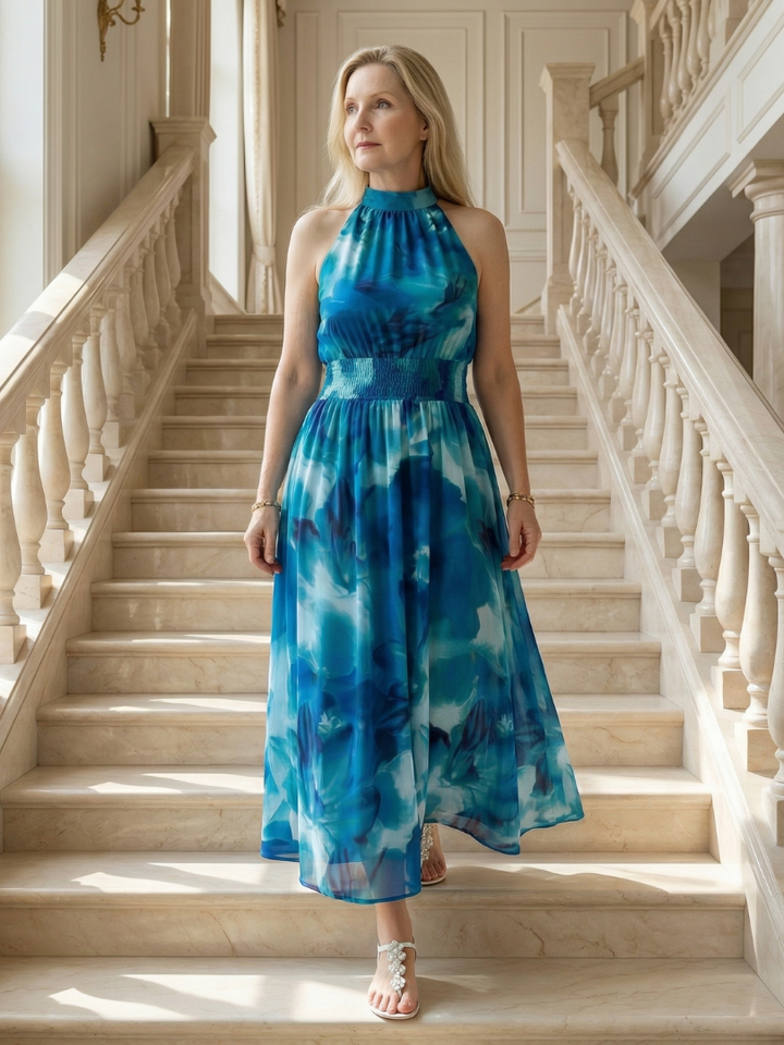Sylin™ Gathered Halter Midi Dress