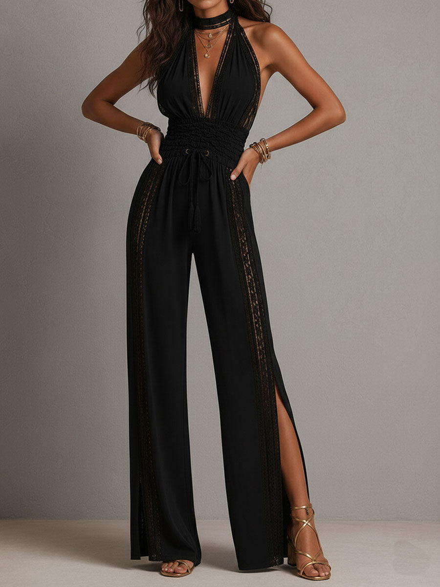 Diane Boho Lace Wide-Leg Jumpsuit