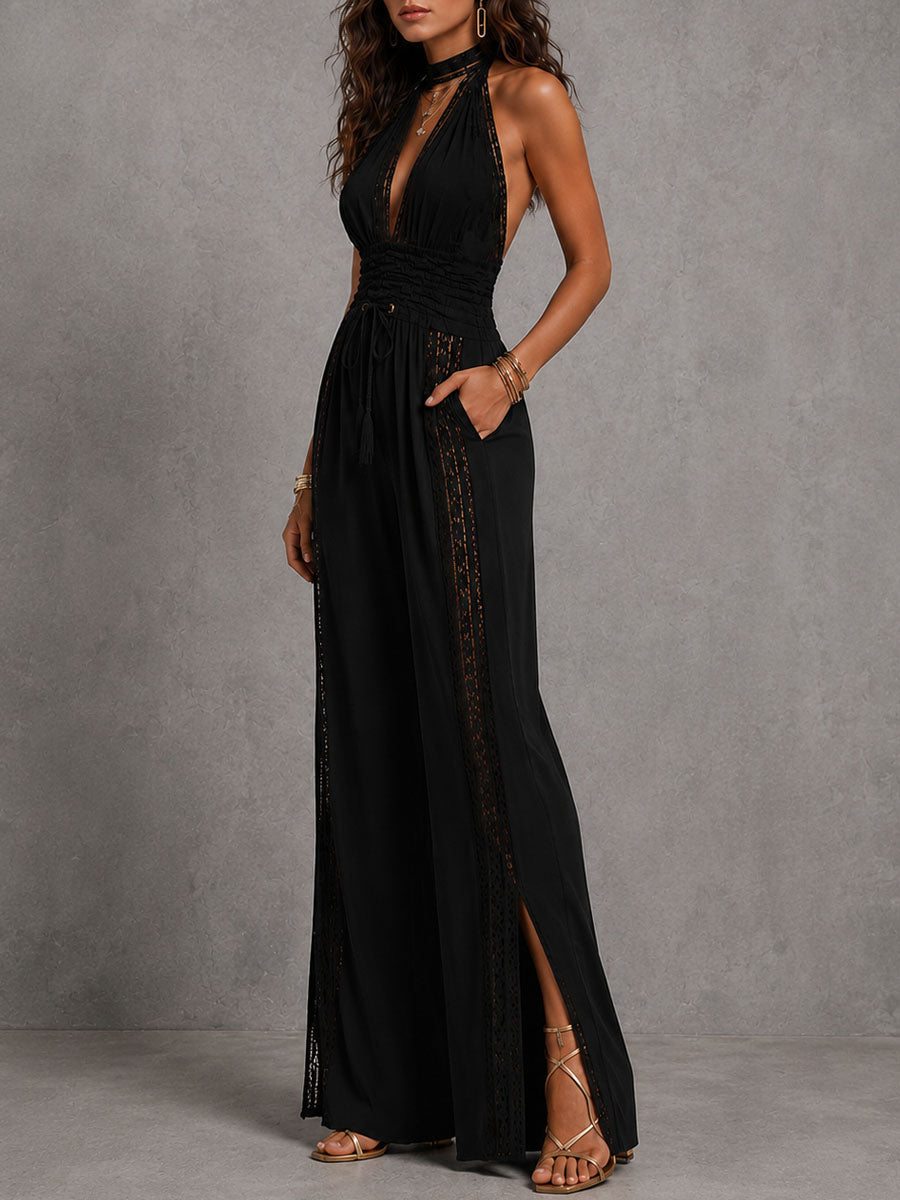 Diane Boho Lace Wide-Leg Jumpsuit
