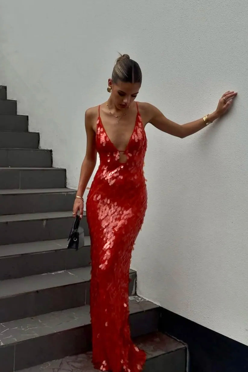 Holly | Women's Wedding Guest Sequin Backless Dress