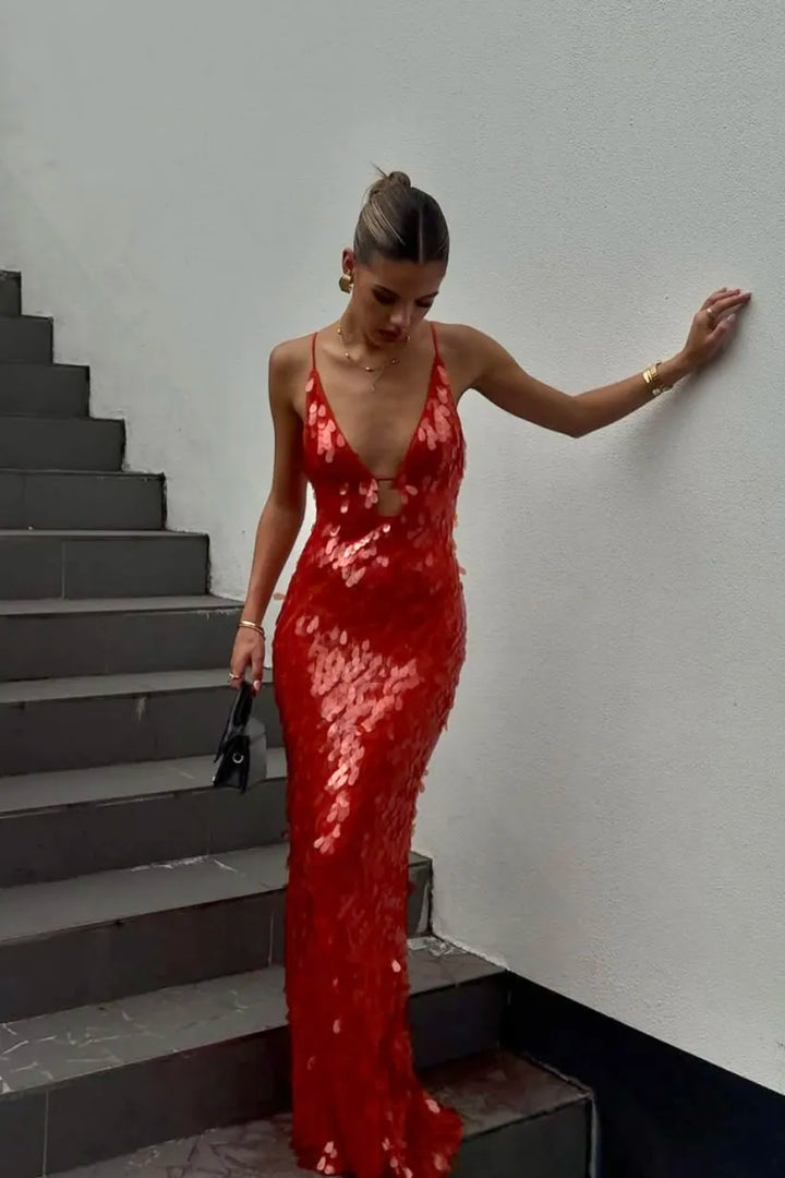 Holly | Women's Wedding Guest Sequin Backless Dress