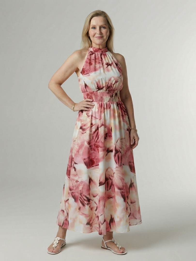 Sylin™ Gathered Halter Midi Dress
