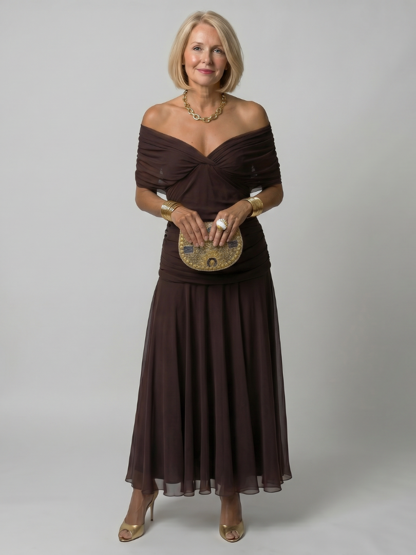 Calen™ Off Shoulder Flow Midi Dress