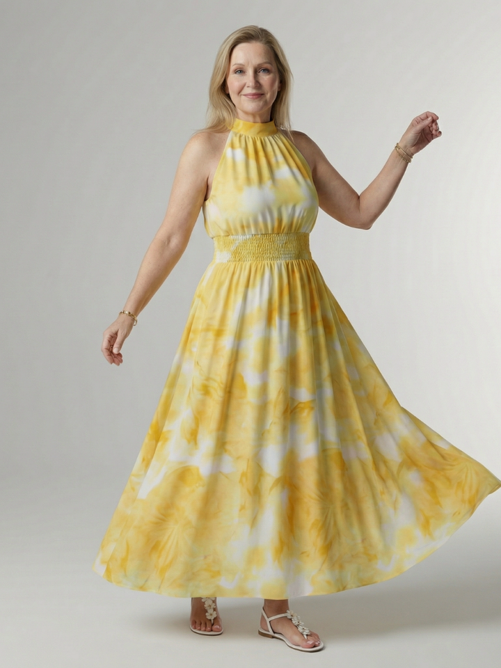 Sylin™ Gathered Halter Midi Dress