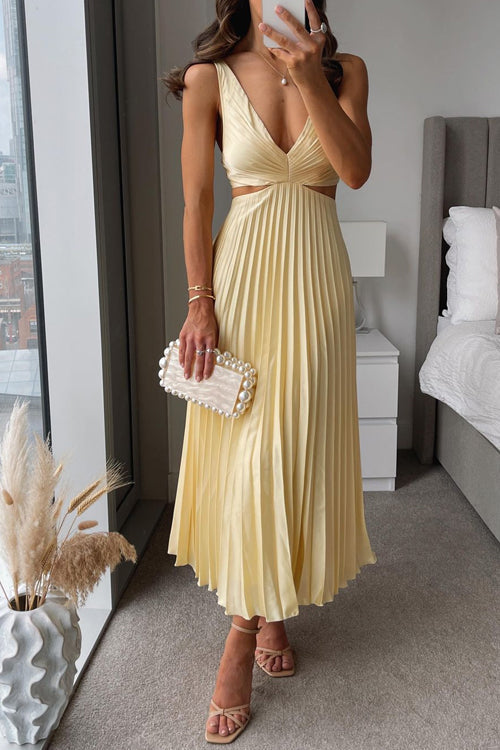 Elle | Women's Wedding Guest V-Neck Maxi Dress Evening