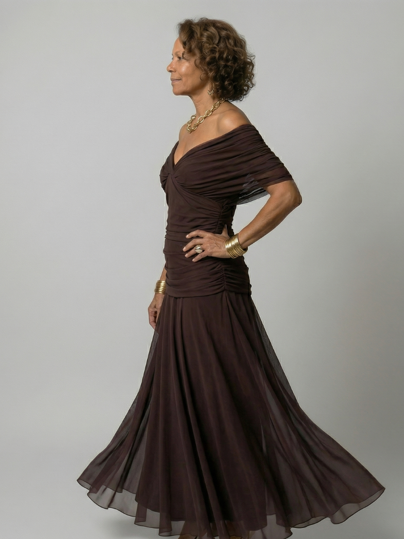 Calen | Off Shoulder Flow Midi Dresses