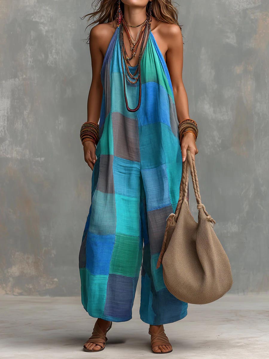 Rowena™ | Patchwork Halter Jumpsuit