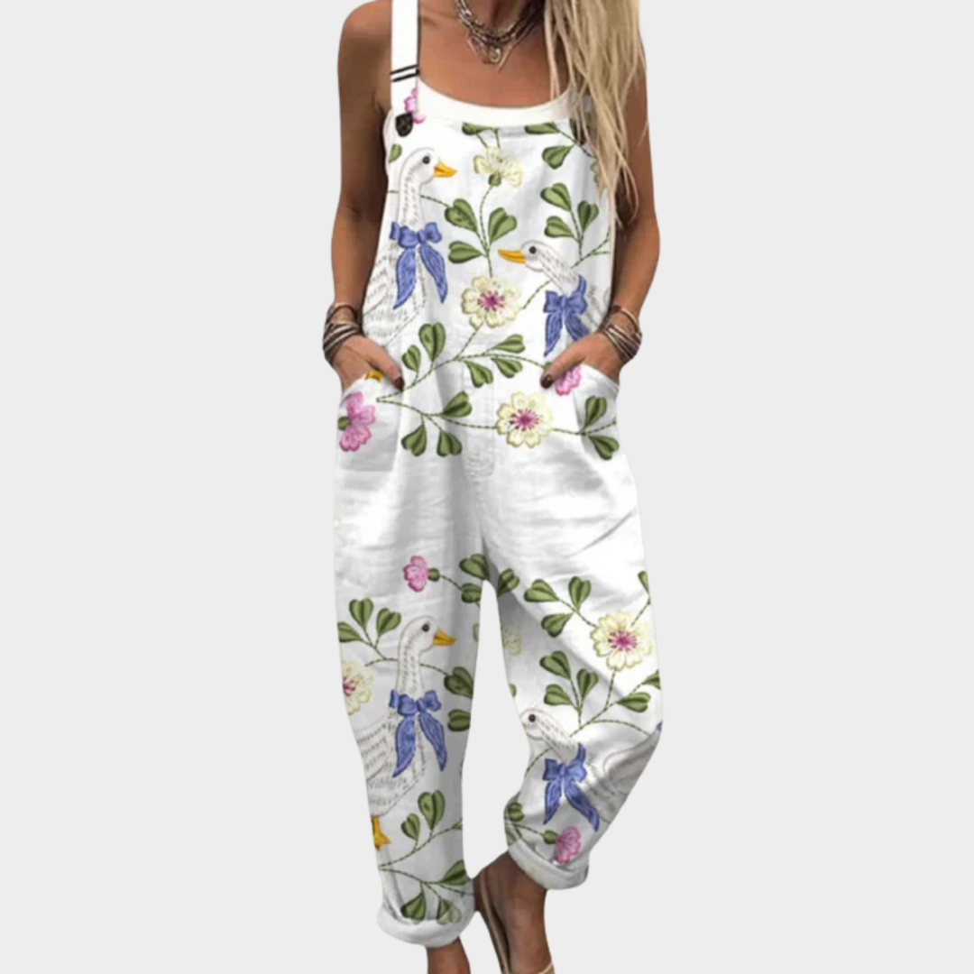 Comfortable Printed Overalls