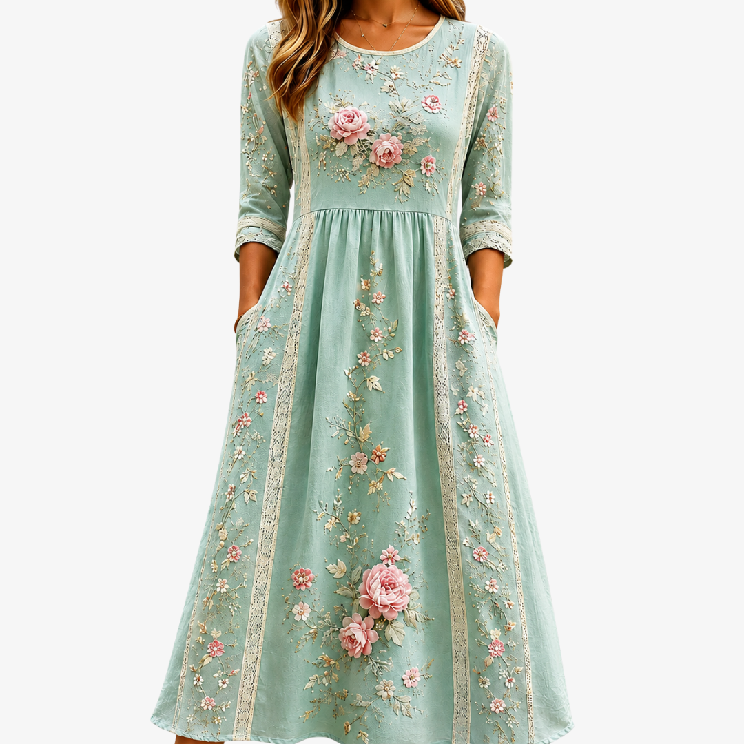 Blush Rose Garden Grace Midi Dress