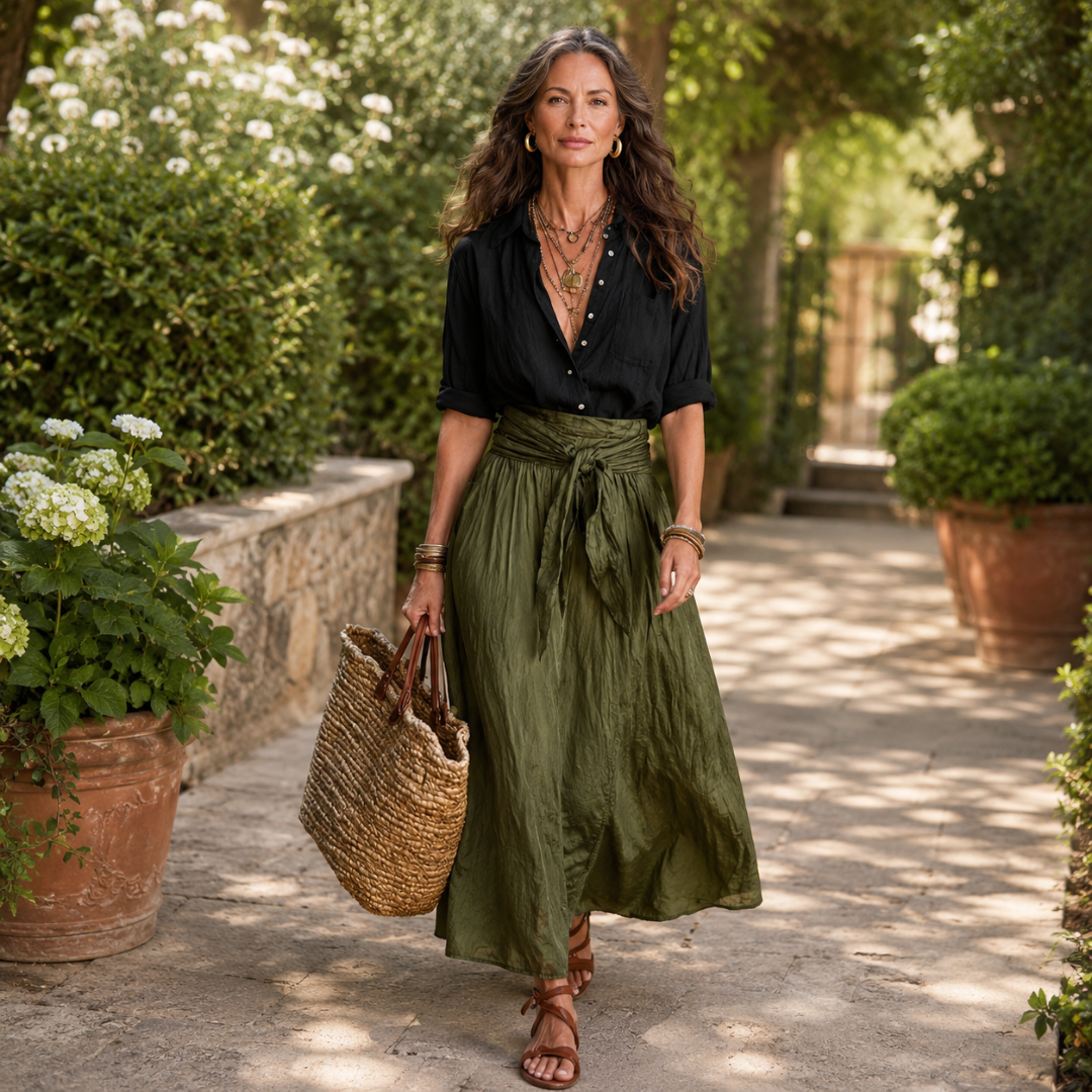 Solène™ | Tie-Waist Blouse and Skirt Set