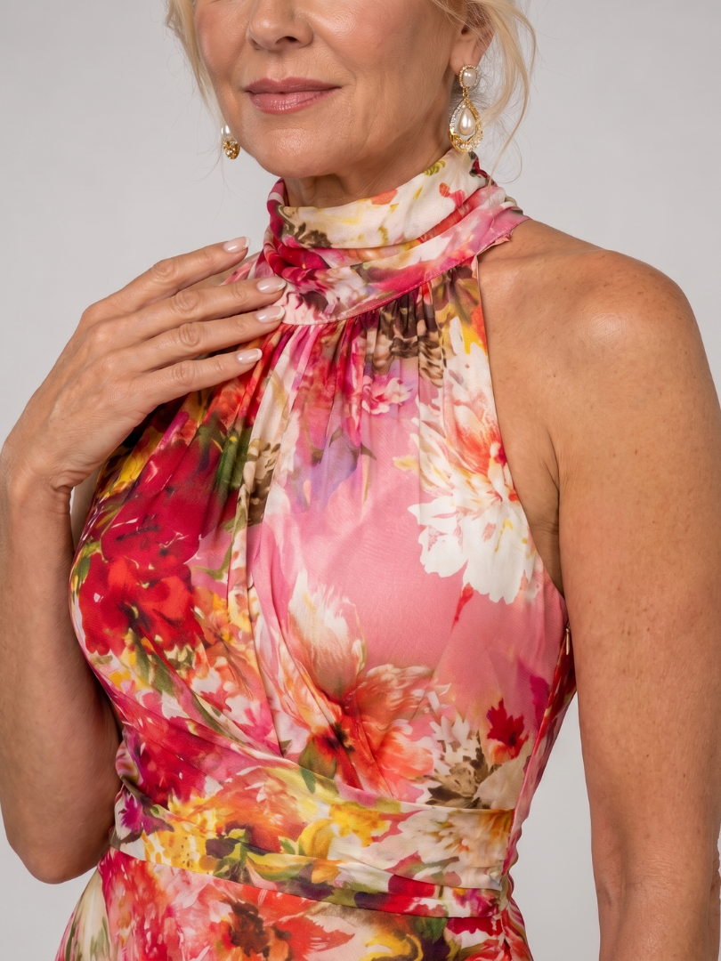 Elisabetta™ Halter Neck Floral Print Maxi Dress