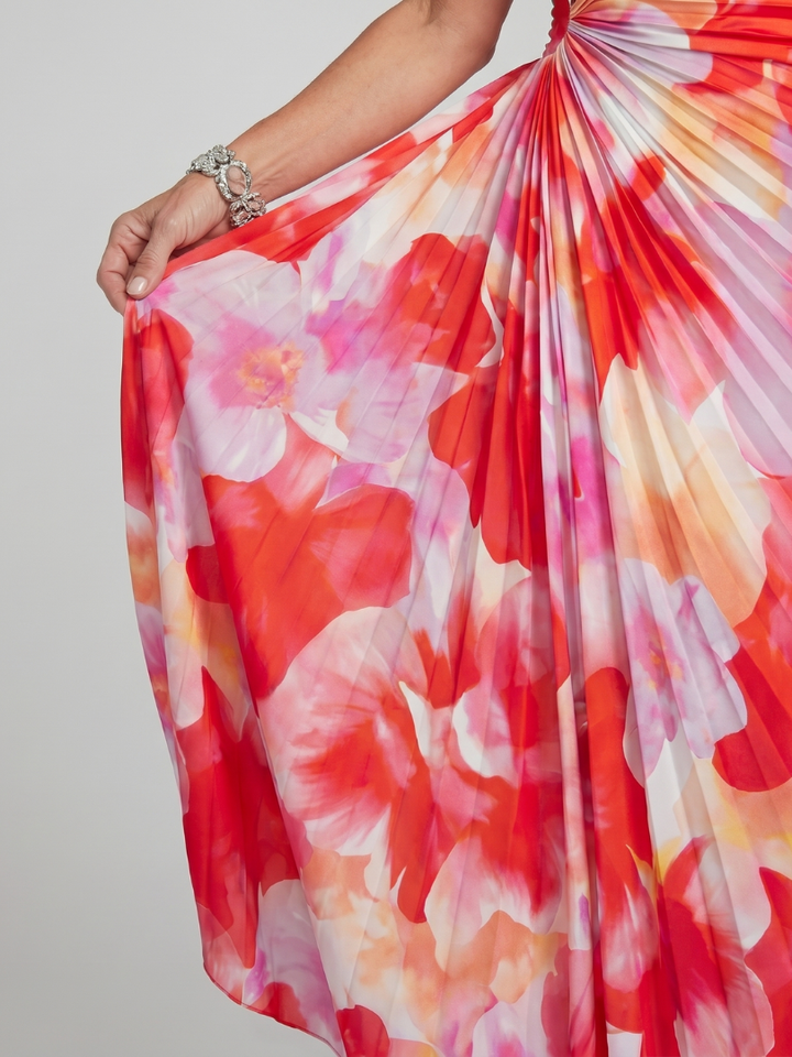 Taya™ One Shoulder Pleated Bodice Midi Dress