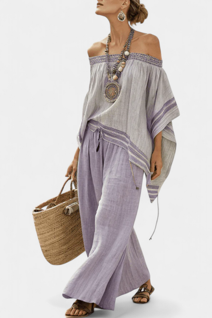 Serenella - Striped Wide-Leg Trouser Set