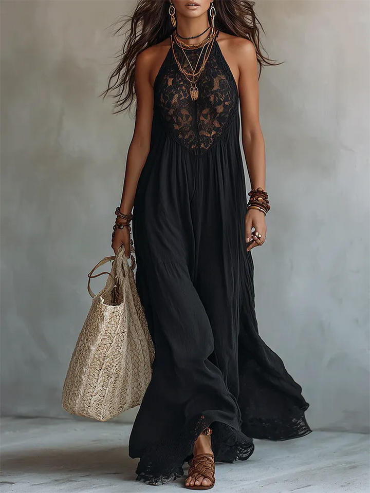 Vivienne™ | Lace-Paneled Halter Dress