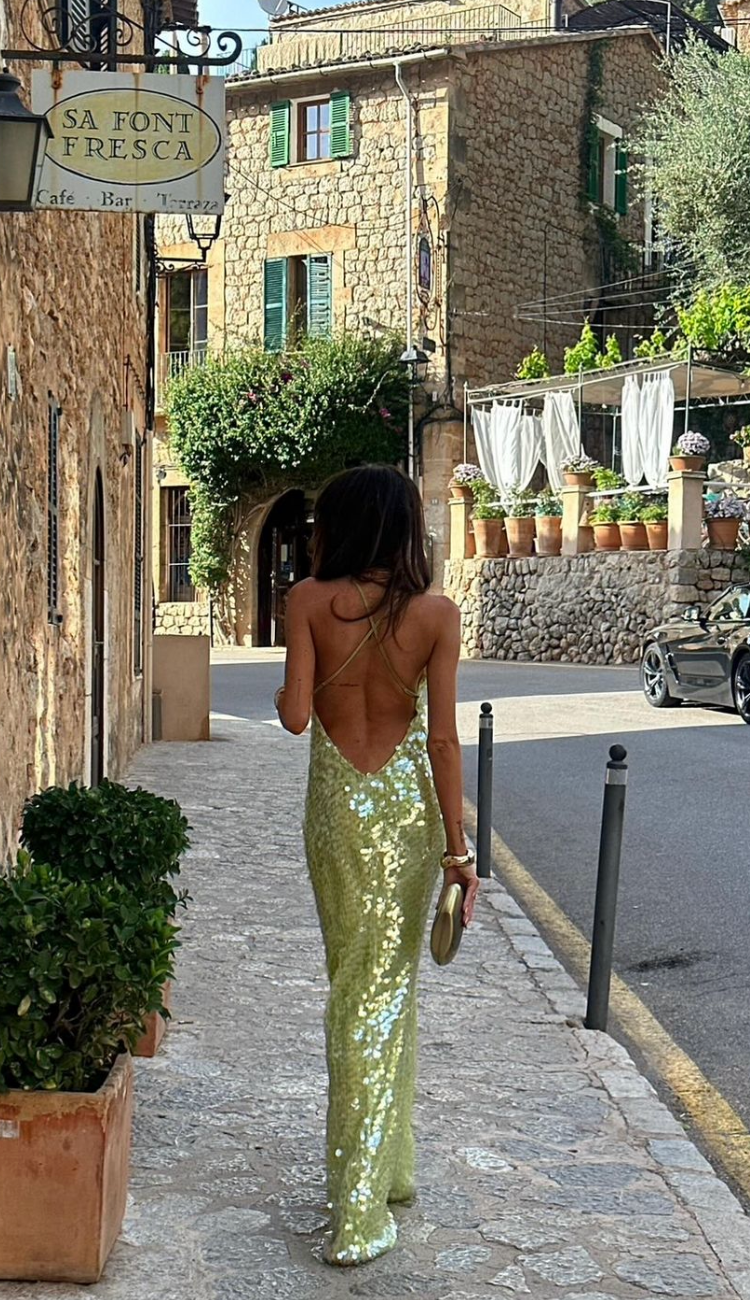 Odette | Women's Wedding Guest Sequin Backless Dress Evening
