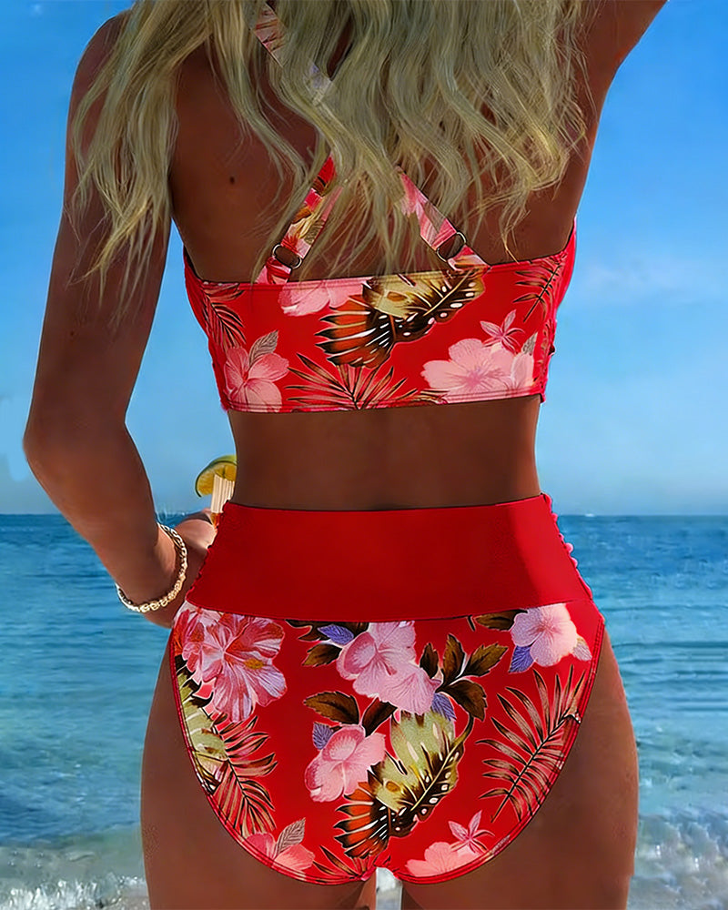 Jolina™ | Floral Contrast Split Bikini