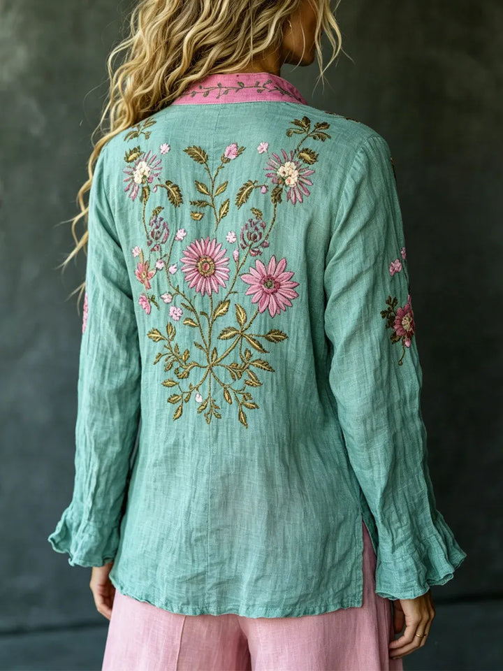 Eloise | Women's Retro Embroidered Floral Shirt
