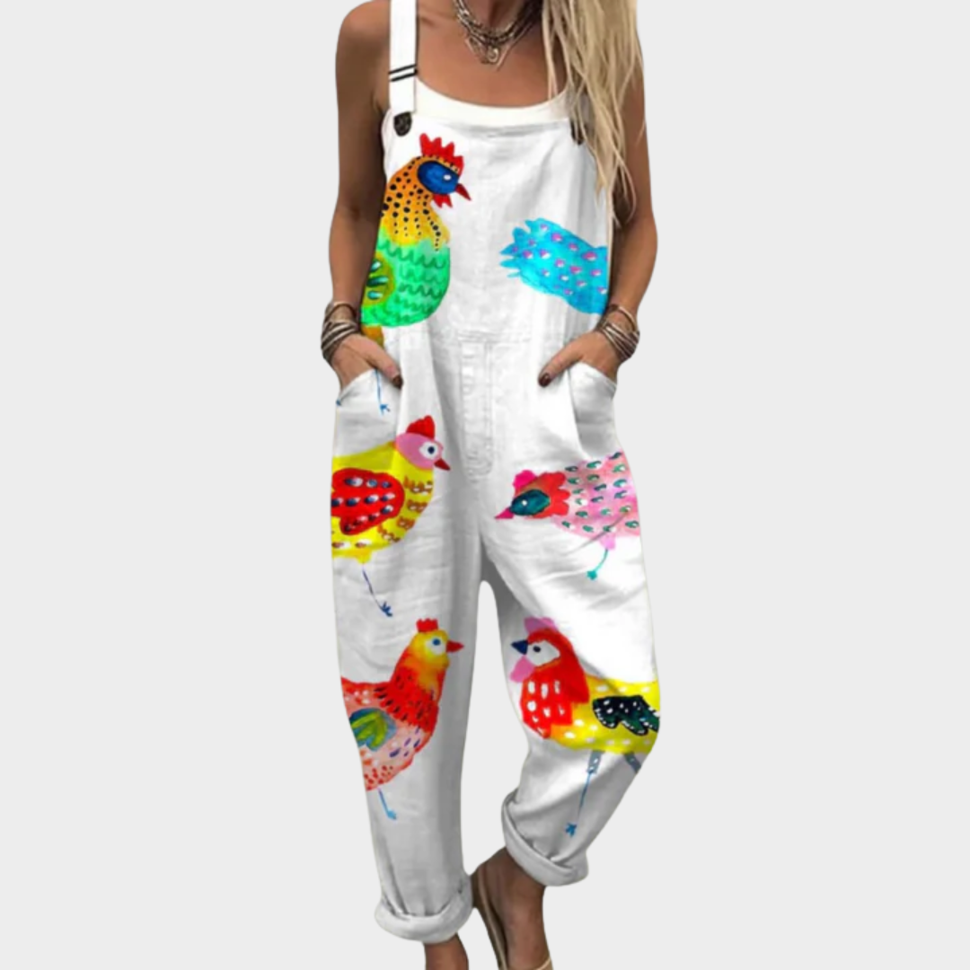 Comfortable Printed Overalls