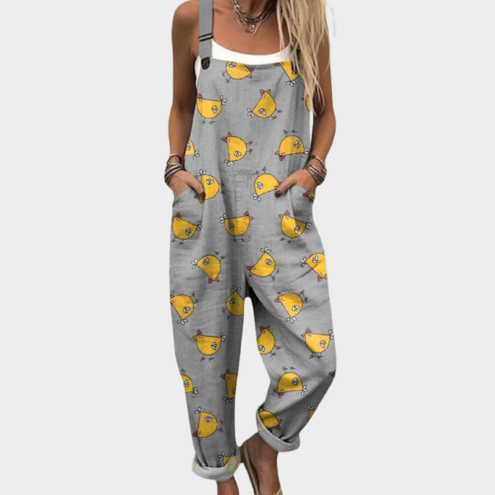 Comfortable Printed Overalls