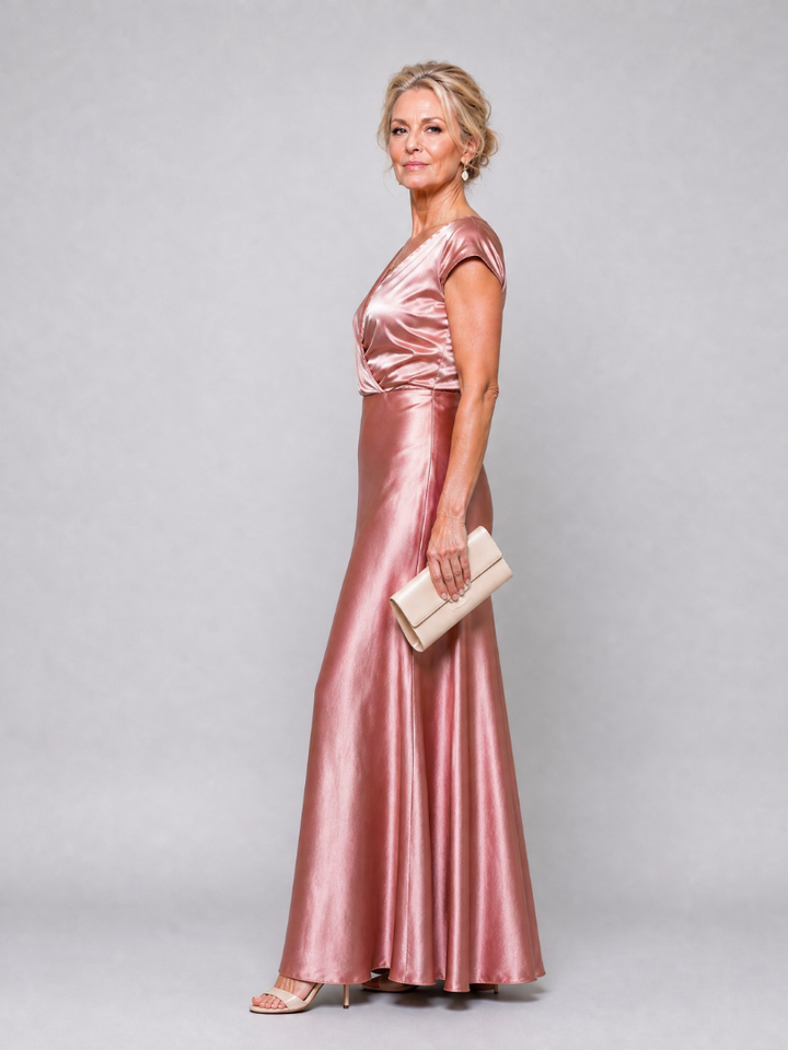 Samouse™ Cap Sleeve Wrap Bodice Maxi Dress