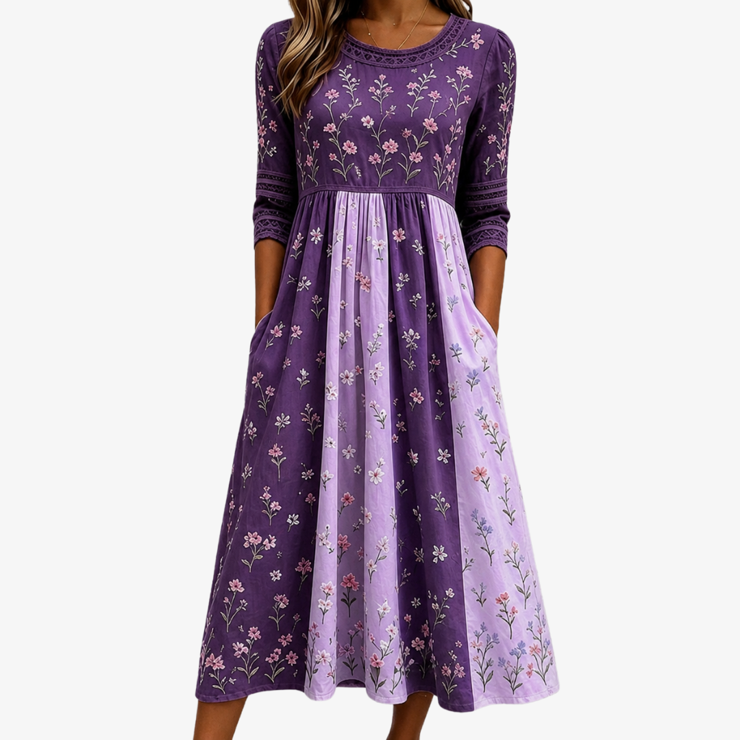Lavender Wildflower Panel Midi Dress