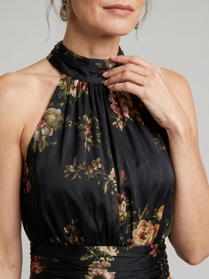 Sior™ Floral Halter Neck Midi Dress
