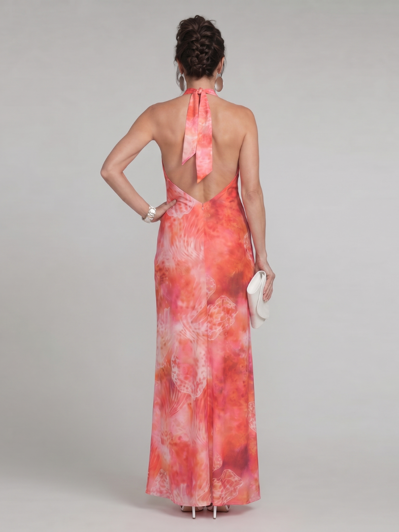 Coraline™ Halter Neck Printed Pattern Maxi Dress