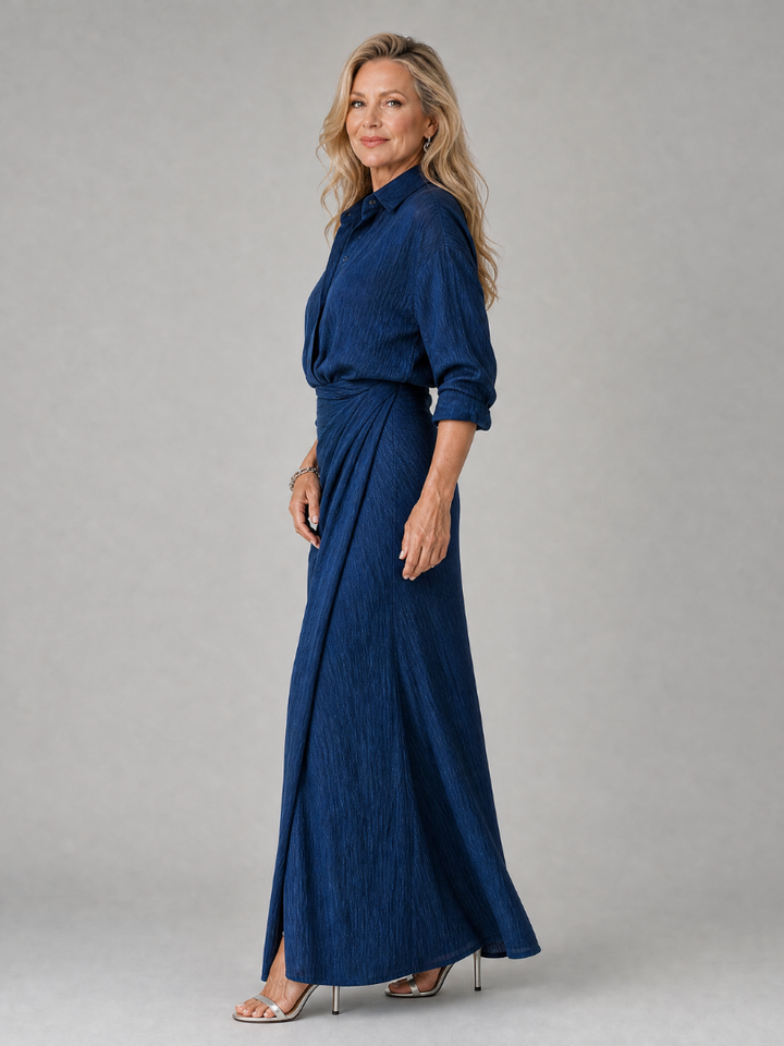 Mirque™ Long Sleeve Wrap Front Maxi Dress