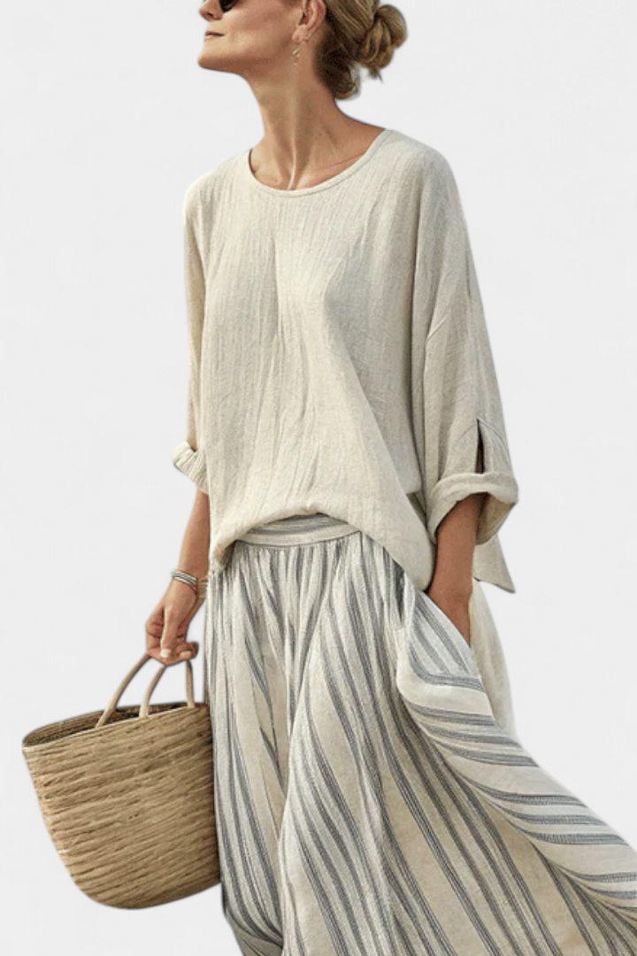 Aurora - Striped Midi Skirt Set