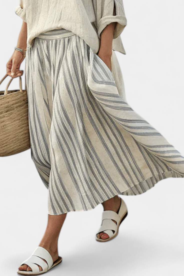 Aurora - Striped Midi Skirt Set