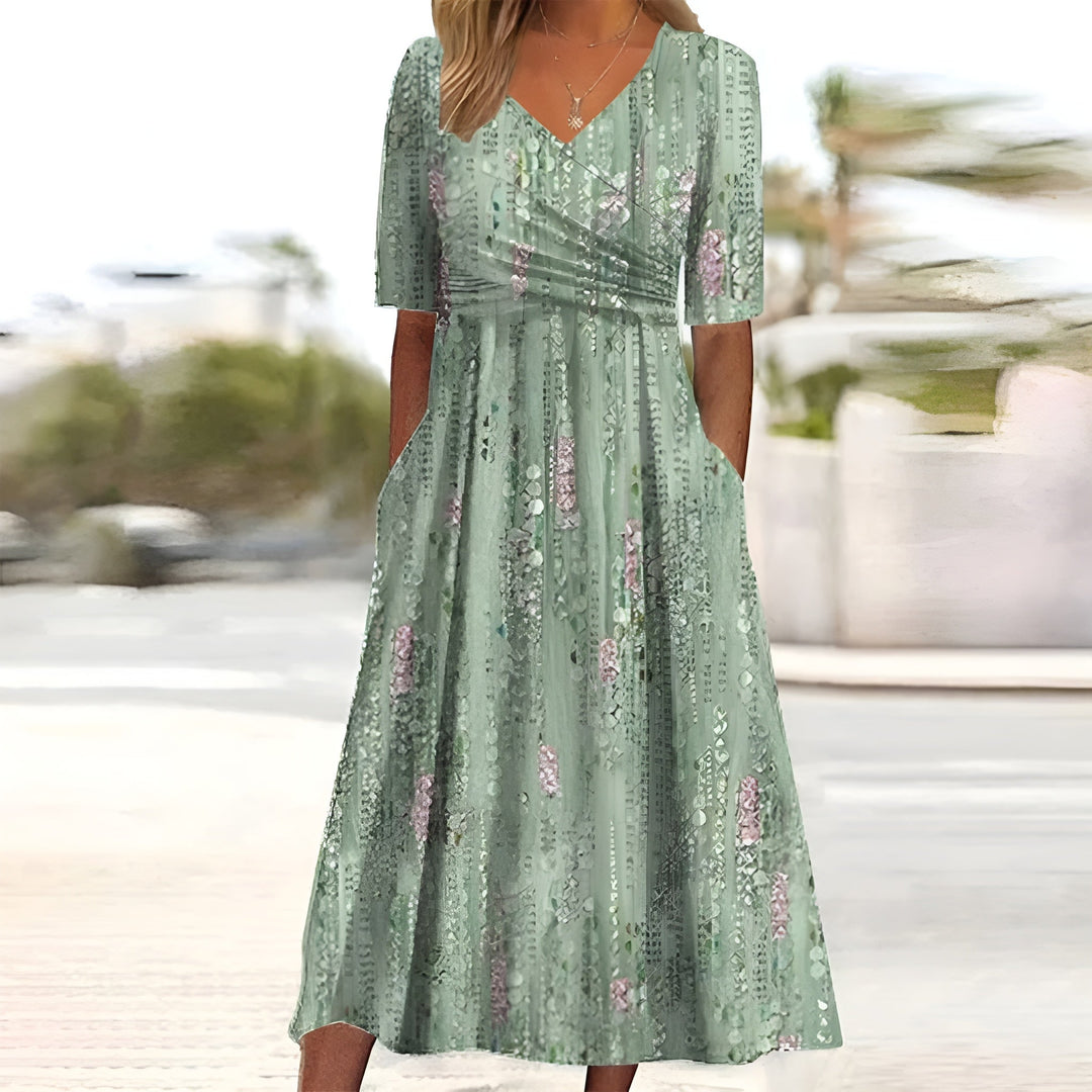 Celia | Elegant V-Neck Midi Dress