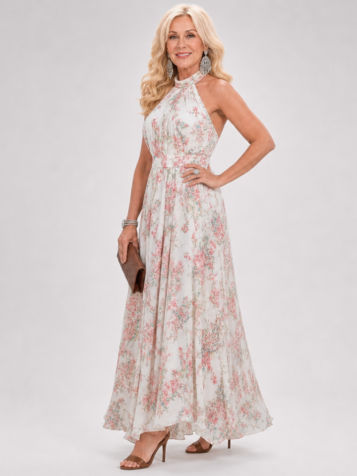Guinevere™ Floral Print Flowing Skirt Midi Dress