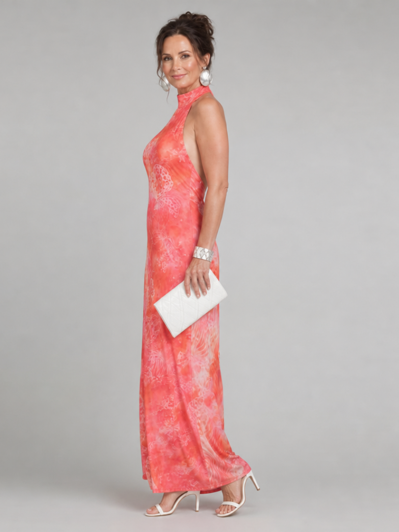 Coraline™ Halter Neck Printed Pattern Maxi Dress