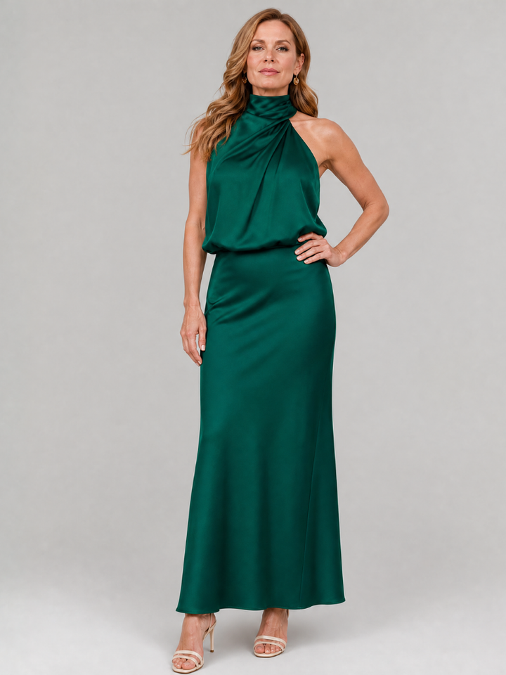 Nopal™ Sleeveless Draped Neck Midi Dress