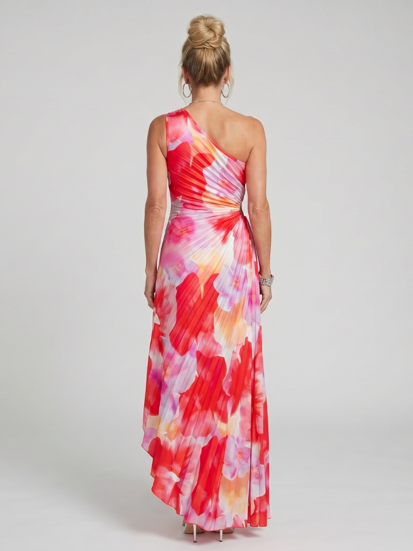Taya™ One Shoulder Pleated Bodice Midi Dress