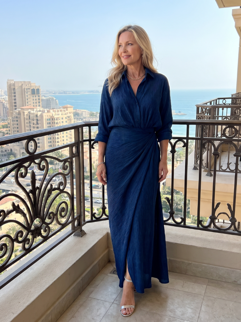 Mirque™ Long Sleeve Wrap Front Maxi Dress