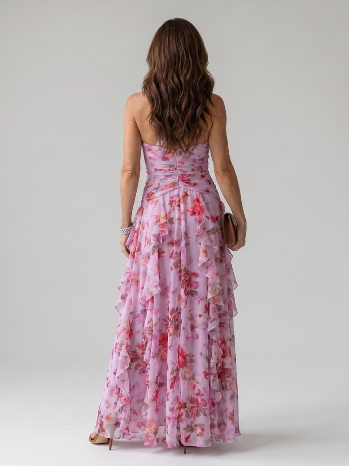 Nori™ Halter Neck Ruched Bodice Floral Maxi Dress