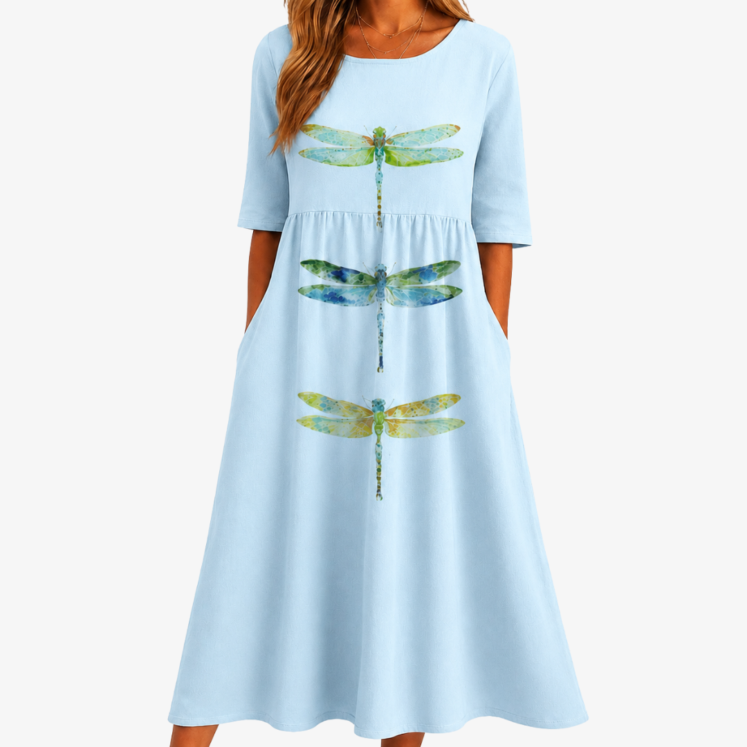 Sky Meadow Dragonfly Pocket Midi Dress