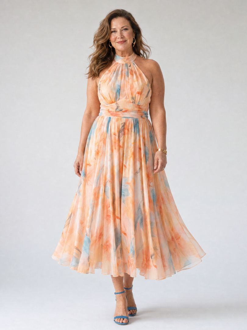 Elin™ Soft Halter Midi Dress
